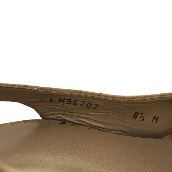 Stuart Weitzman Cork Leather Ankle Strap Slingback Platform Heel Size 8.5M - Picture 5 of 7